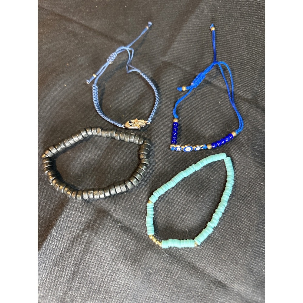 Boho Beaded Bracelets Set‎ Evil Eye Hamsa Hand Turquoise Hematite